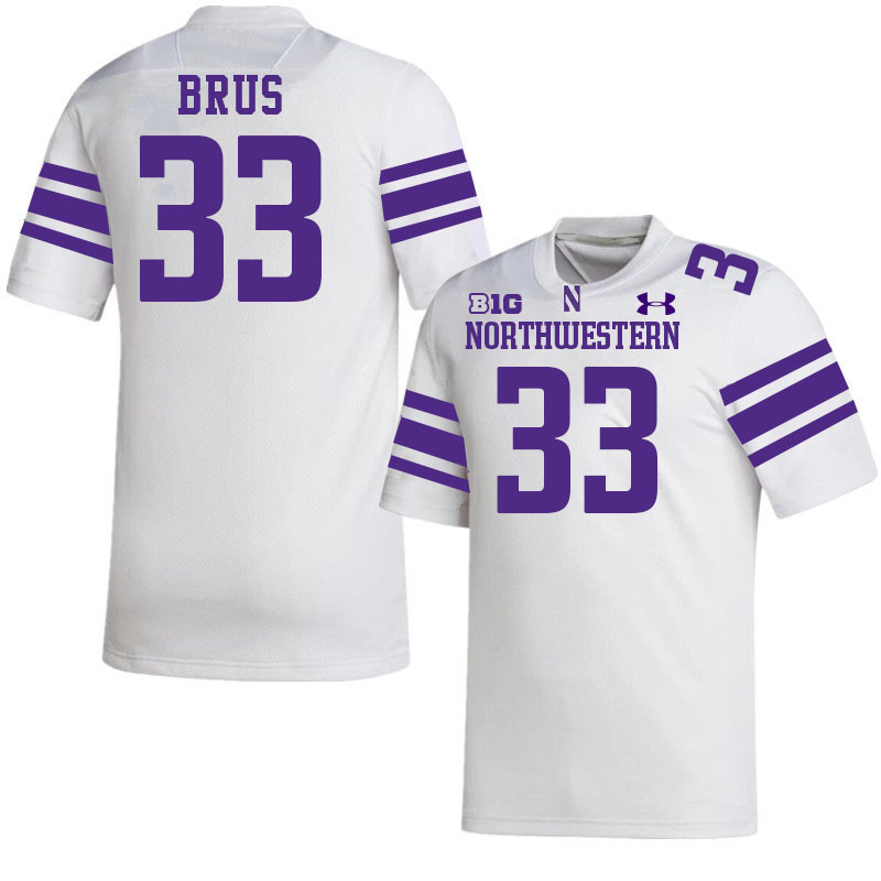 Northwestern Wildcats #33 Braydon Brus College Football Jerseys Stitched-White